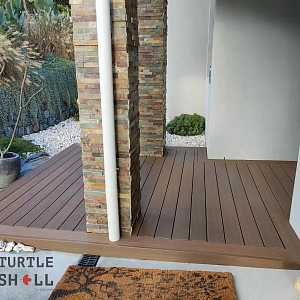 Террасная доска ДПК Turtle Shell Round, Thai Teak, Co-Extrusion (Dual) в оформлении террасы открытой